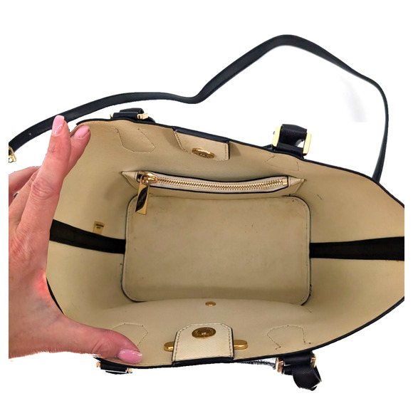 Michael Kors Greenwich Saffiano Pebbled Leather Top Handle Tote Handbag Back - Picture 5 of 14